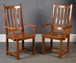 Exceptional Pr. Yellow Jarrah Wood Arm Chairs (CTF30)