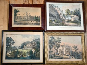 Four Antique Currier And Palmer Lithographs (CTF10)