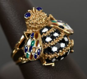 14k Gold Colorful Enamel Bee Ring (CTF10)