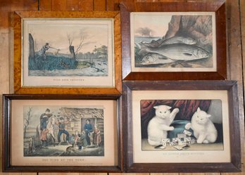 Four Antique Currier Lithographs (CTF10)