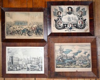 Four Antique Currier And Kellog Lithographs (CTF10)