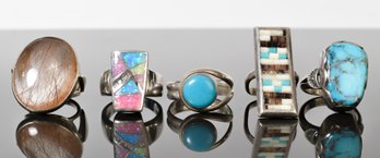 Five Sterling Navajo And Other Rings (CTF10)