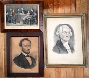 Three Antique Currier Lithographs, Presidents (CTF10)