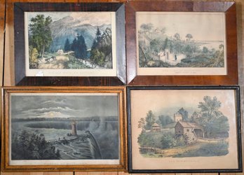 Four Antique Currier Lithographs, Landscapes (CTF10)