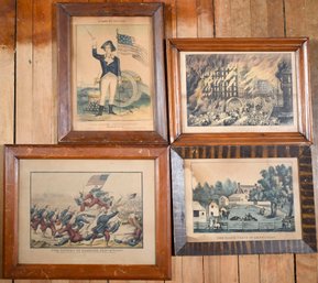 Four Antique Kellogg And Currier Lithographs (CTF10)