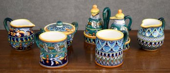 Hand Painted Italian Majolica Mugs And Table Accessories (CTF20)