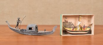 Vintage Gondola Inkwell And Boat In Shadowbox (CTF10)