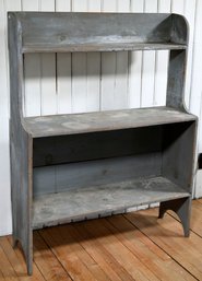 20th C. Grey Painted Bucket Bench (CTF20)