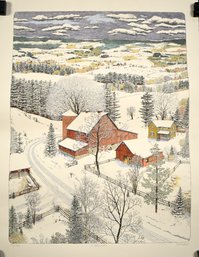 Susan Hunt-Wulkowicz Hand Colored Lithograph, A Country Winter (CTF10)