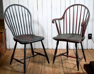 Two 19th C. Painted Windsor Chairs (CTF10)