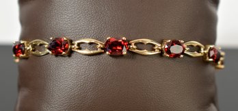 14k Gold Garnet Link Bracelet (CTF10)