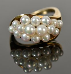 14k Gold Pearl Cluster Ring (CTF10)