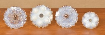 Four Antique Opalescent Glass Curtain Tie Backs (CTF10)