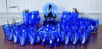 Vintage Hazel Atlas Blue Glassware, Ships, 99pcs (CTF60)