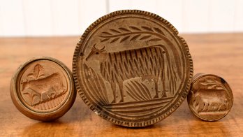 Three Antique Butter Stamps, Cows (CTF10)