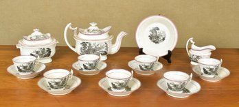 19th C. Pink Luster Tea Set, 18pcs (CTF20)