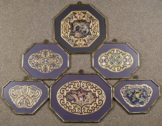 Six Vintage Chinese Needlework Badges (CTF10)