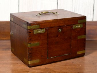 19th C. Mahogany Brass Bound Jewelry Box (CTF10)