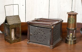 Antique Foot Warmer And Two Lanterns (CTF10)
