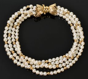 14k Yellow Gold And Pearl Bracelet (CTF10)