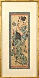 Vintage Japanese Artwork, Woman With Fish (CTF10)