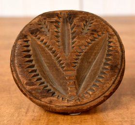 19th C. Abstractionist Carved Wood Butter Stamp (CTF10)