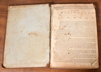 18th C. Book, The Constitution Of Vermont (CTF10)