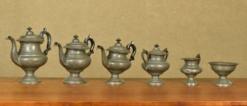 19th C. Signed Colton Pewter Tea Set, 6pcs (CTF20)