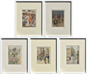 Five Vintage French Colored Lithographs (CTF20)