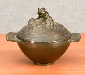 Alexandre Charpentier Bronze Lidded Sugar Bowl, Naiades (CTF10)