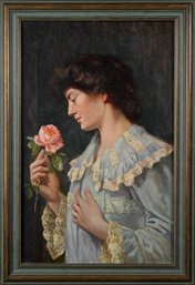 Antique Abbott Graves Signed Oil On Canvas, Young Woman (CTF10)