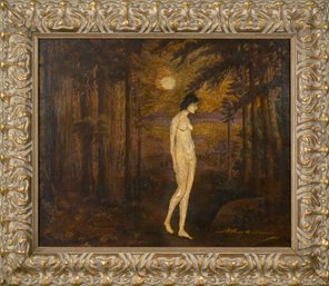 20th C. Oil, Nude In Landscape Signed Arthur B. Davies (CTF10)