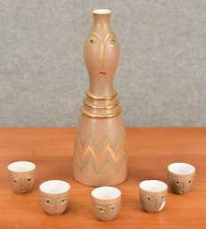 Vintage Aldo Londi Stoneware Sake Set (CTF10)