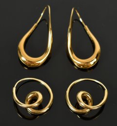 Two Pairs 18K Gold Michael Goode Earrings (CTF10)