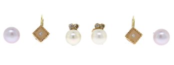 Gold, Pearl And Diamond Earrings (CTF10)