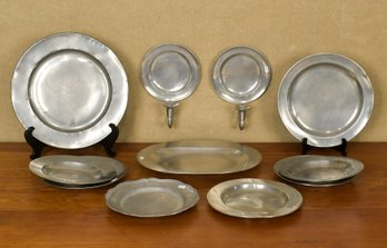 Vintage Pewter Plates And Sconces, 11pcs (CTF10)