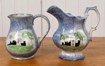 Two 19th C. English Spatterware Cream Pitchers (CTF10)