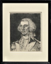 Antique Jules De Veravue Etching, Portrait Of Washington (CTF20)