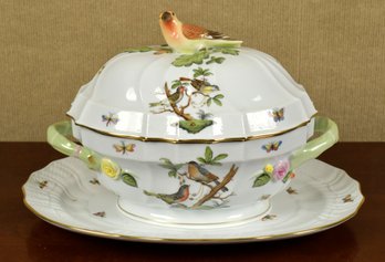 Herend Rothschild Bird Covered Tureen And Under Tray (CTF20)