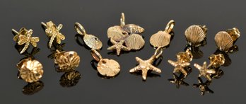 14k Gold Sea Life Earrings And Pendants (CTF10)