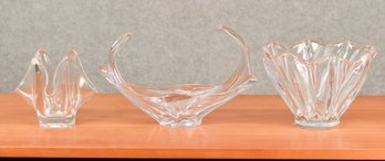 Three Crystal Vases/bowls (CTF20)