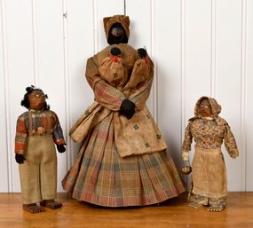 Three Antique Walnut Head Dolls (CTF10)