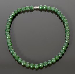 8 MM Nephrite Jade Beaded Necklace (CTF10)