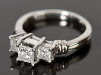 14k White Gold And Diamond Princess Cut Engagement Ring (CTF10)