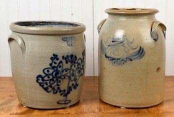 Two Antique Stoneware Crocks (CTF20)