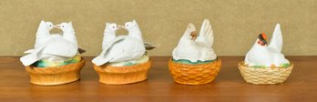 Four Antique Hens/Doves On Nests (CTF20)