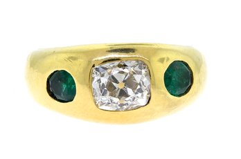 Antique 1.75ct  Diamond And Emerald Ring (CTF0)