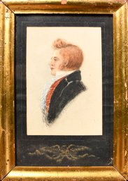 19th C. American School Watercolor Miniature Portrait (CTF10)