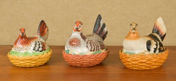 Three Antique Hen On Nests, 2 Of 3 (CTF20)