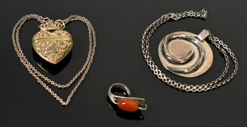 Justine Millyrom Vintage Silver Necklaces, And Antique Vinaigrette  (CTF10)